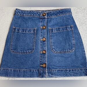 Free People We The Free Mini Skirt Womens 25 Denim Button Front Super High Rise